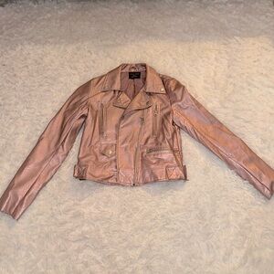 Metallic pink leather jacket: size small